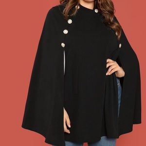 Double Breasted Front Cape Coat